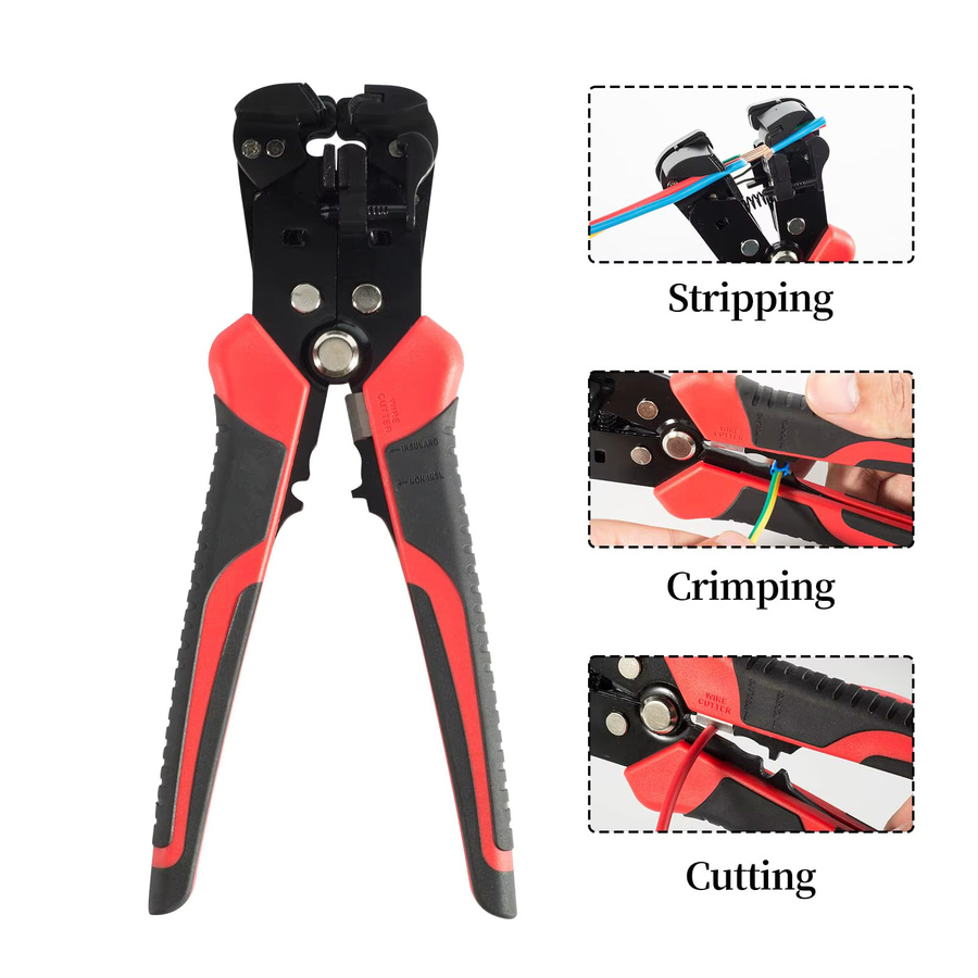 WEELEE 3-in-1 Automatischer Abisolierer 8 Zoll für 10–24 AWG Voll- und Litzendrähte in Blau und Rot - Bild 5