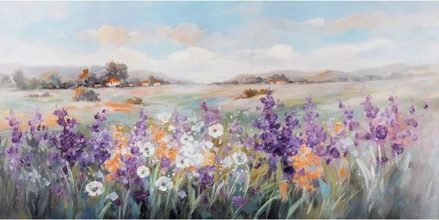 Art Universe Leinwandbild Sommerblumen in Blau und Multicolour, B: 70 cm, H: 140 cm - Bild 1