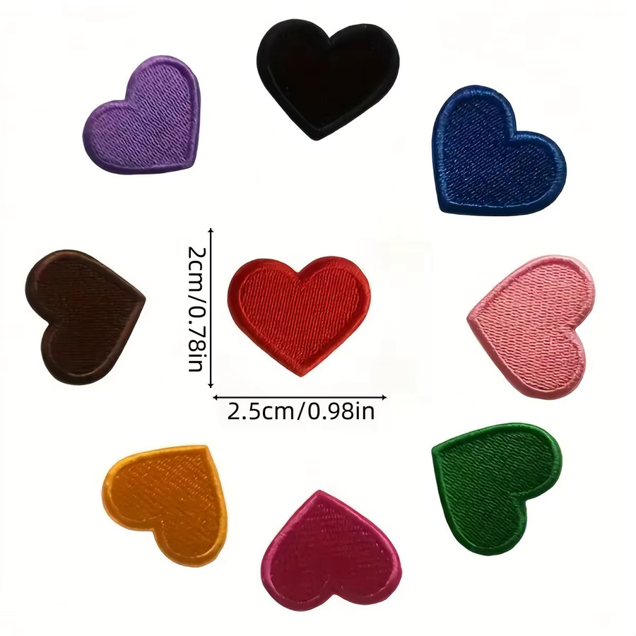 20 Stück FULANG Mini Herz Patches gestickt, Applikationen zum Aufbügeln für DIY Nähen und Handwerk, grün und mehrfarbig - Bild 2