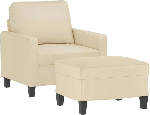 vidaXL Sessel mit Hocker in Beige aus Stoff mit Armlehnen und modernem Design - Bild 1