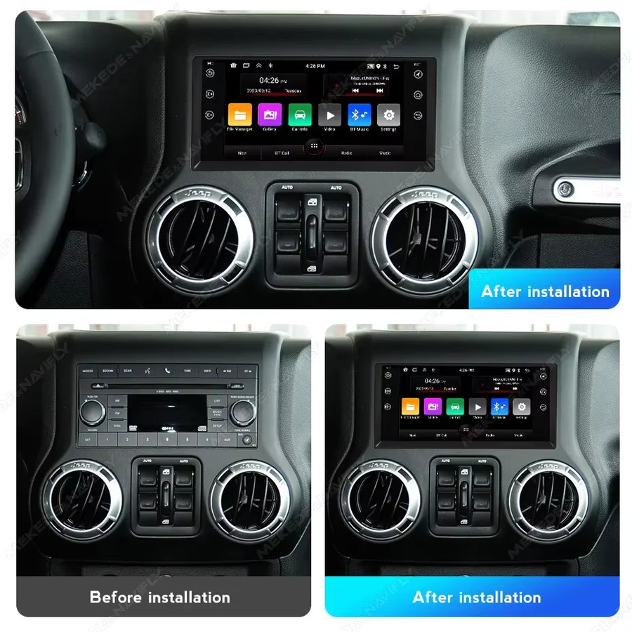 STRONGNAVI Multimedia Player mit 7 Zoll Touchscreen für Jeep Grand Cherokee Liberty Wrangler und Chrysler, Android Auto und Apple CarPlay, Schwarz - Bild 2