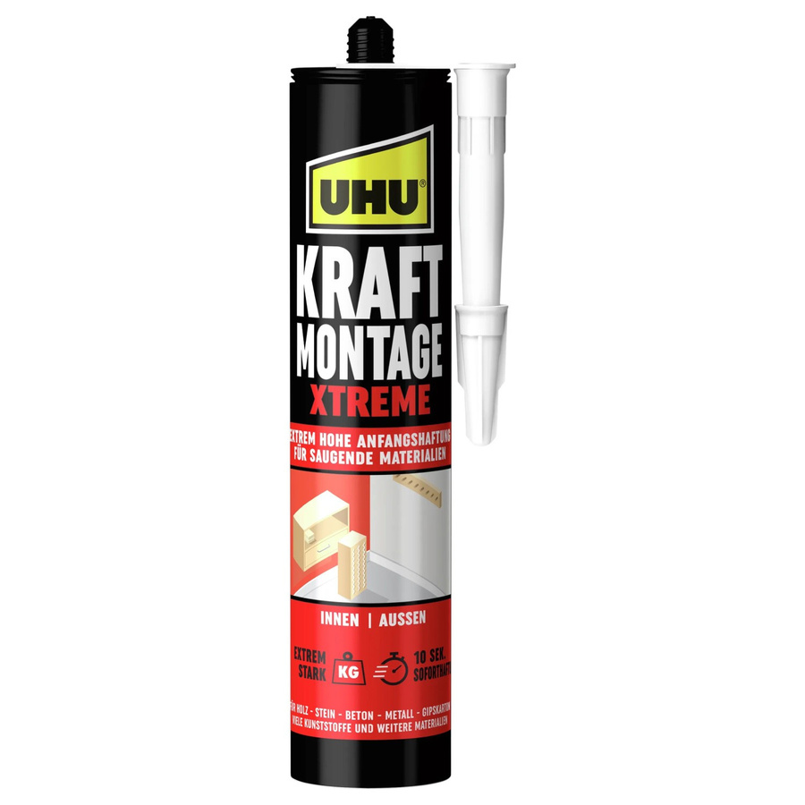 UHU Kraft Montage Xtreme Montagekleber in der Kartusche, Farbe: Beige oder Schwarz, 370 g - Bild 2