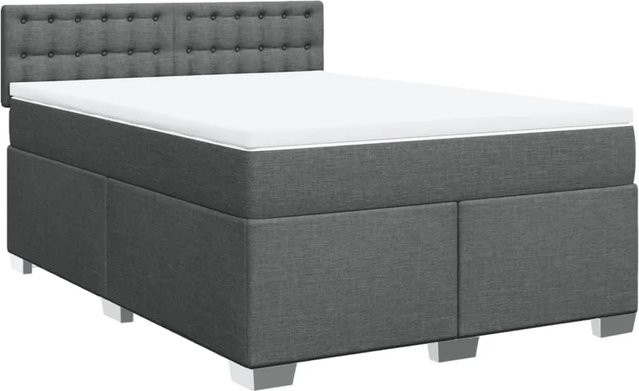 vidaXL Boxspringbett Hybrid mit Matratze und Taschenfederkern in Grau, B/T: 140 x 200 cm - Bild 1