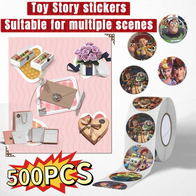 Bandai Toy Story Graffiti-Aufkleber Set mit Woody und Buzz Lightyear, 500 Stück Rollen, Mehrfarbig - Bild 1