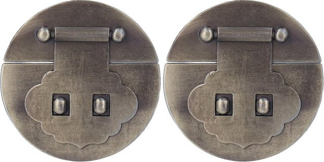 2 Sets GoolRC Kistenschnalle aus Zinklegierung in Bronze, Grau und Türkis mit Rundform und Rostschutz, Durchmesser: 7 cm - Bild 1
