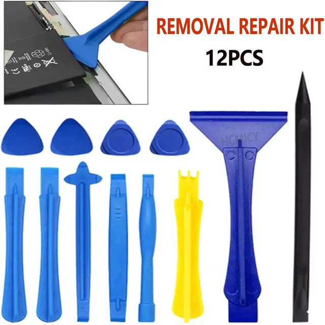 Dreieckiges Handy-Reparaturset aus Kunststoff in Blau mit Hebelwerkzeugen und Klinge zur iPhone-Reparatur - Bild 1