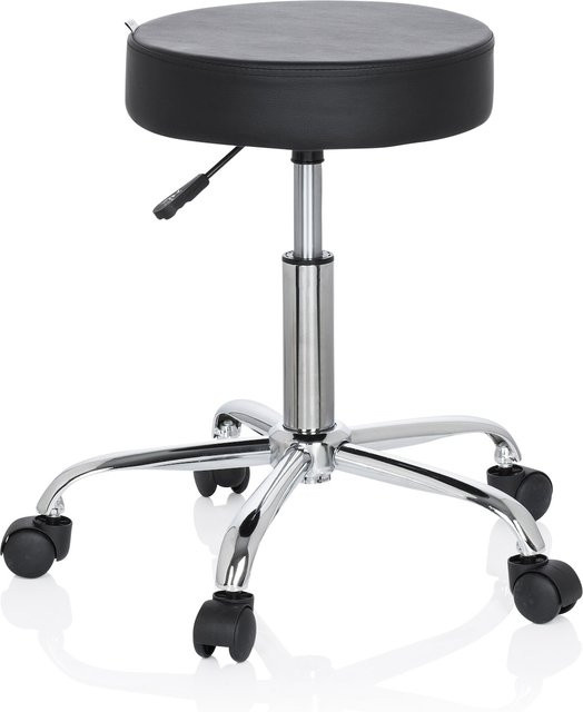 hjh OFFICE Drehhocker OPERATOR II aus Kunstleder in Schwarz ohne Armlehnen - Bild 1