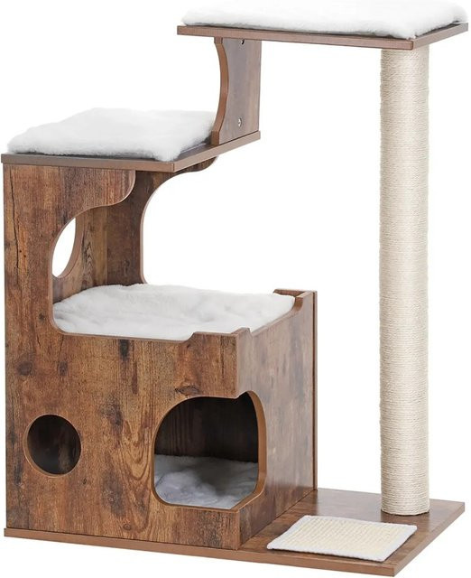 Feandrea Kratzbaum für Katzen in Braun mit Plüsch und Spanplatten, Höhe: 86 cm - Bild 1