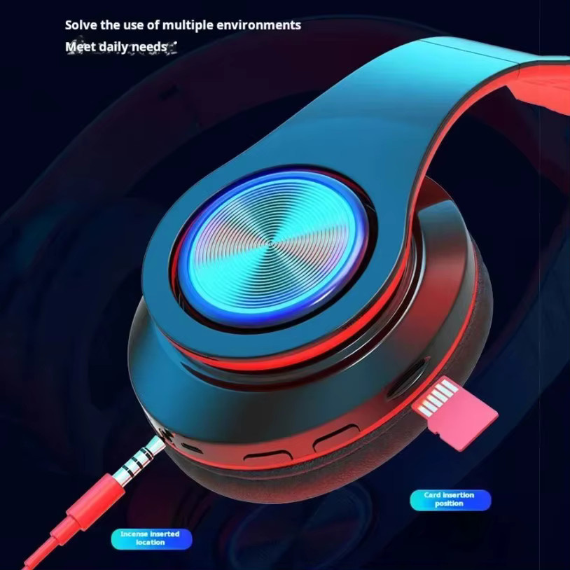 VIKEFON Bluetooth On-Ear Gaming-Kopfhörer mit Mikrofon für PC und Laptop, Multicolor - Bild 2
