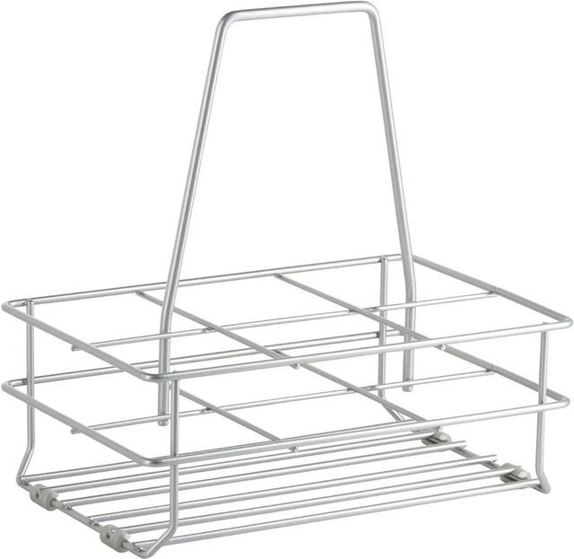 Kesseböhmer Flaschentragekorb aus Metall in Silbergrau für 6 Flaschen mit Bodengleitern, B/T/H: 29,8 x 30,2 x 19,5 cm - Bild 1