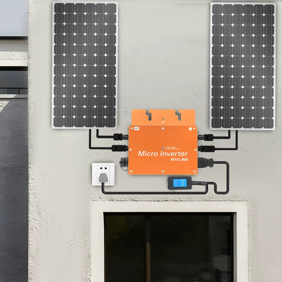800 W Solar-Wechselrichter mit LCD-Display in Gold, 22–50 VDC zu 120 V/230 V AC, EU-Stecker - Bild 2