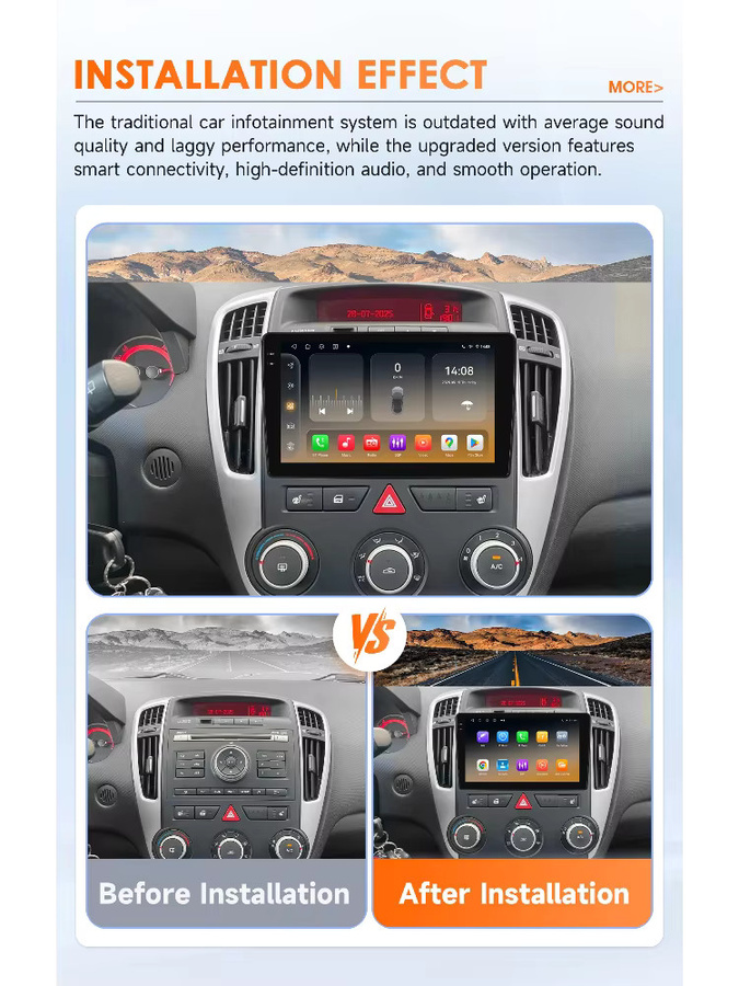 OSSURET Android 14 Autoradio für Kia Ceed 2006-2012 mit Snapdragon 6115 Prozessor, CarPlay, GPS, 4G und 360 Grad Kamera, Schwarz - Bild 4