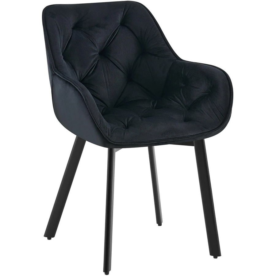 DELUKE 2er Set Esszimmerstühle VOVER aus Samt in Schwarz mit Steppmuster, B/T/H: 57 x 62 x 84 cm - Bild 2