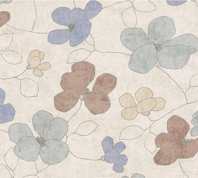 A.S. Création Vliestapete Blüten Skandinavisch in Blau-Braun-Beige mit floralem Design, Breite: 0,53 m, Länge: 10,05 m - Bild 1