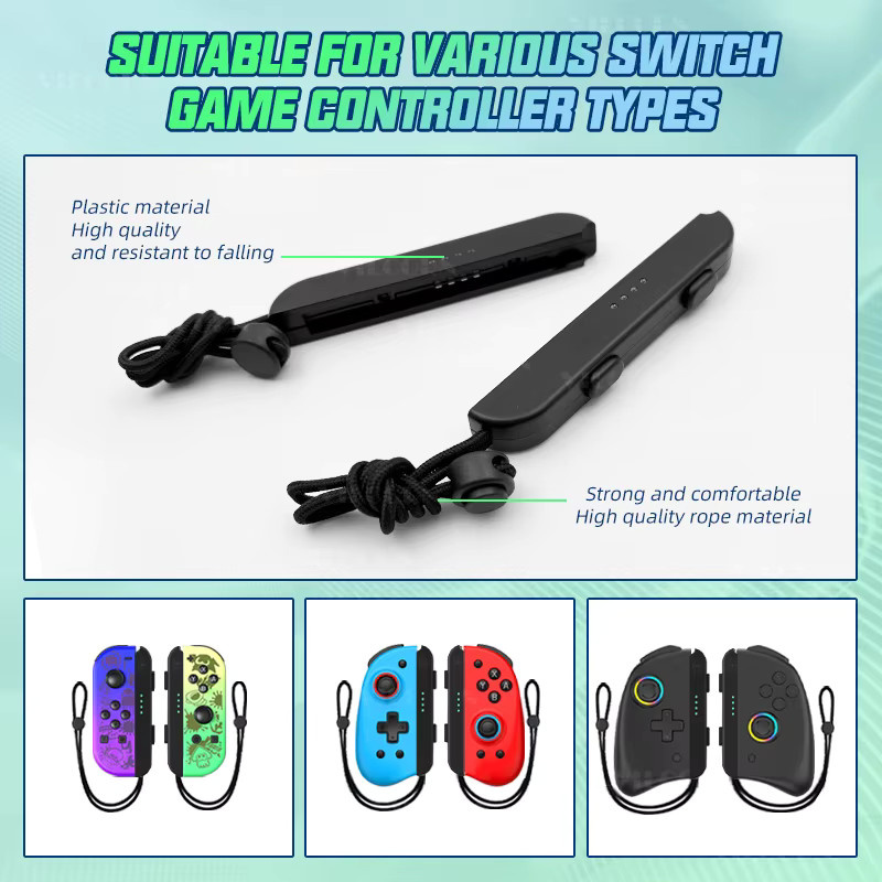 Nintendo Switch Joycon Handgelenkschlaufen in Schwarz, 1 Paar Ersatzteile und Zubehör - Bild 2