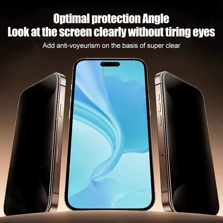 4-in-1 Anti-Spionage Vollbildschutz mit Kameraobjektivglas für Apple iPhone 17 16 15 14 Pro Max 16e 15 14 Plus 13 12 11 Pro in Transparent - Bild 3
