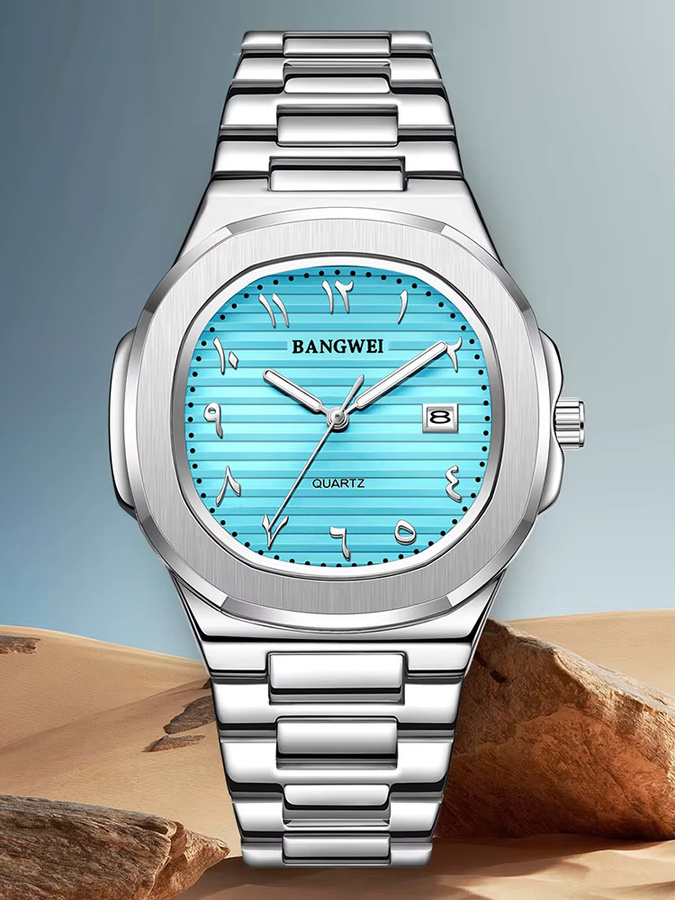 BANGWEI Armbanduhr Edelstahl, Quarz, Blau, Herren - Bild 6