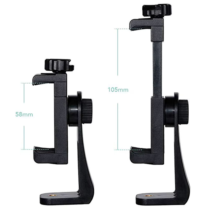 Universeller Smartphone-Handyhalterungsadapter in Schwarz mit 360 Grad Drehung und Standard-1/4-Zoll-Befestigungsschraube für Stative oder Ständer - Bild 3