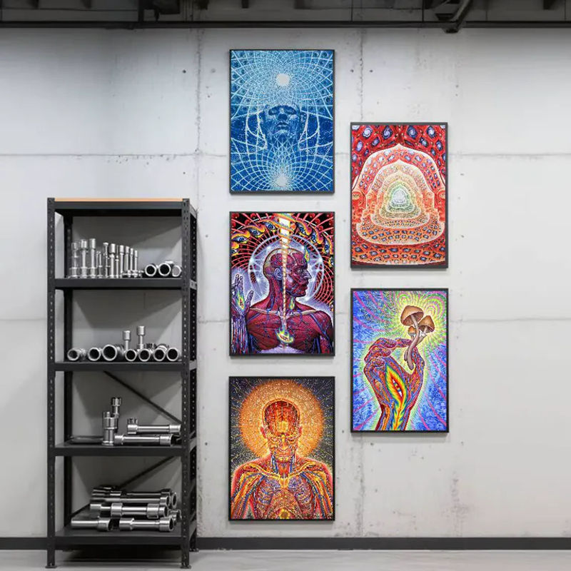 Abstrakter Alex Grey Kunstdruck im Psychedelic Anime-Stil als mehrfarbiger Poster-Wanddruck auf Papier - Bild 2