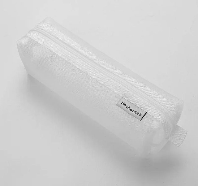 Binchi Outdoor Product Netz-Federmäppchen Transparent Weißes Stifteetui aus Kunststoff für Schule und Büro - Bild 1