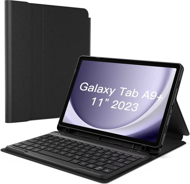 Samsung Hülle mit Tastatur für Galaxy Tab A9+ / A9 Plus 11 Zoll (2023), Schwarz - Bild 1