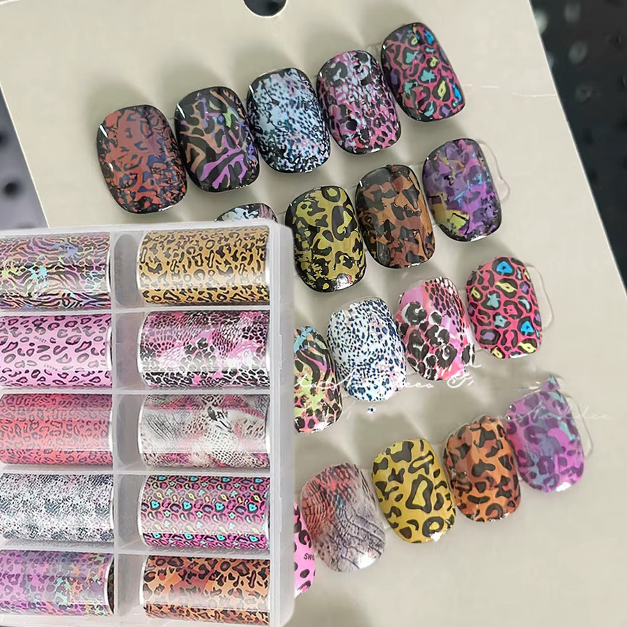 MAFANAILS Nagelfolie Leopardenmuster, 10 Rollen, 4x50 cm, Unisex - Bild 2