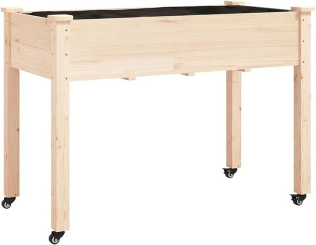 Vidaxl Pflanzkübel aus Massivholz mit Rollen und Einsatz in Grau und Natur, B/T/H: 118 x 59 x 80 cm - Bild 1