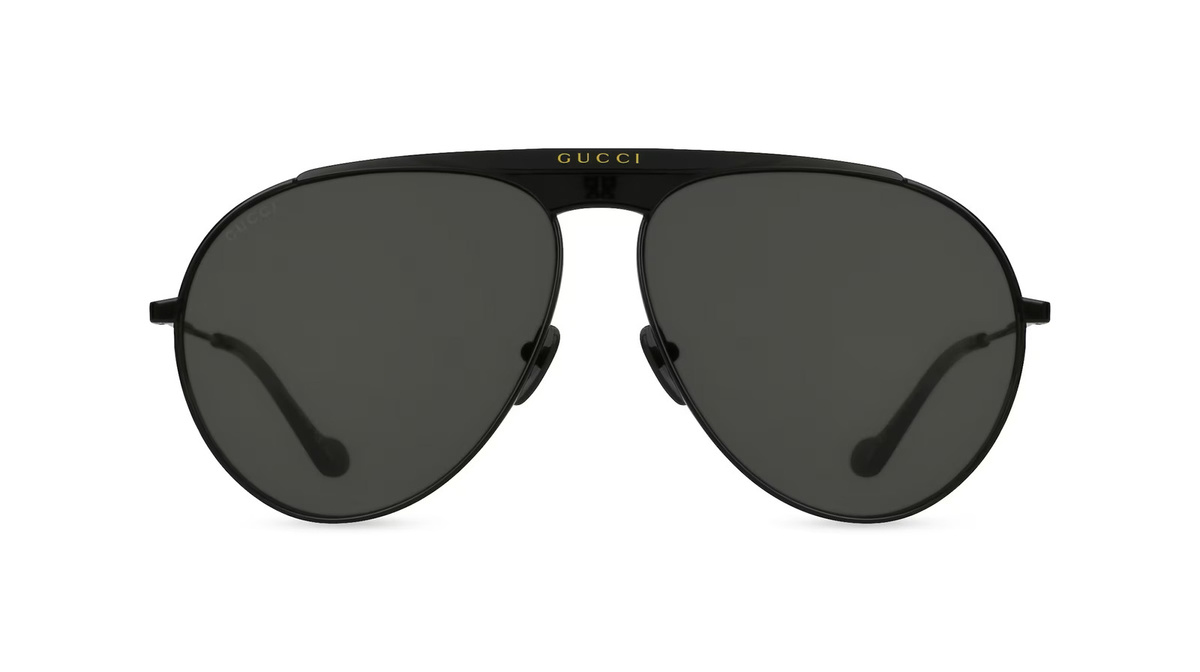 Gucci GG0908S Sonnenbrille Pilot, Vollrand, Metall, Herren, schwarz, grau - Bild 1