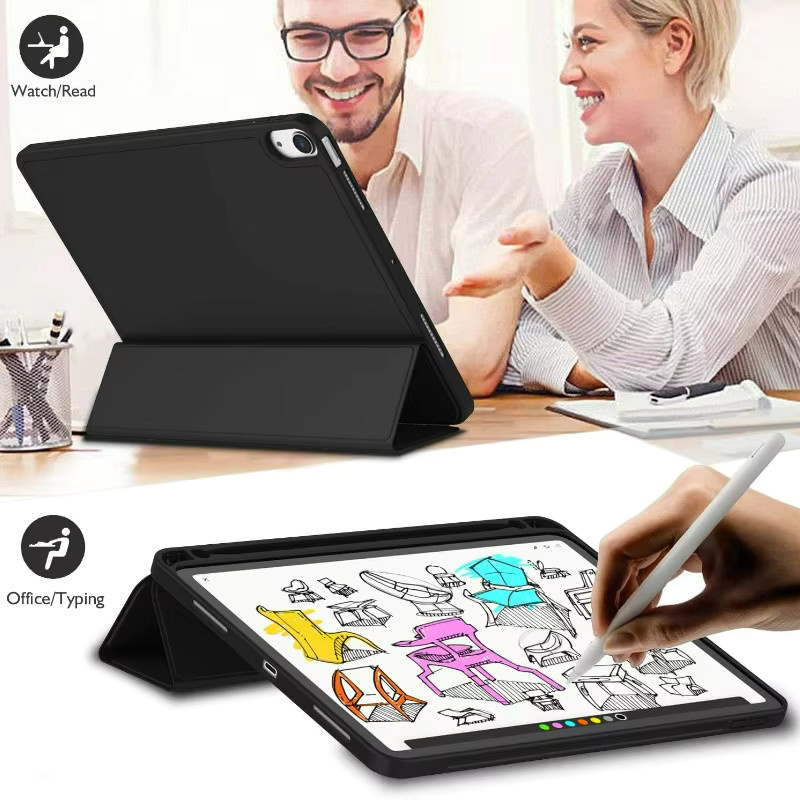 Lederhülle mit dreifachem Faltsystem, magnetischer Abdeckung und Stifthalterfach für Xiaomi Redmi Pad 2 Pro 12,1 Zoll und Redmi Pad 2 11 SE 9,7, Schwarz - Bild 3