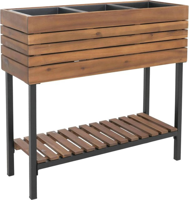 MCW Hochbeet P84 Ablage aus Akazie Holz und Metall in Hellbraun, B/T/H: 79 x 80 x 31 cm - Bild 1