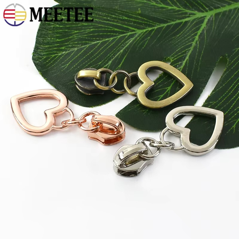 Meetee Herz-Reißverschluss-Schieber aus Metall in Gold und Multicolour als Ersatz-Reparatur-Set für Nylon-Reißverschlüsse, Geldbörsen und Handtaschen für dein DIY-Bastelprojekt - Bild 3