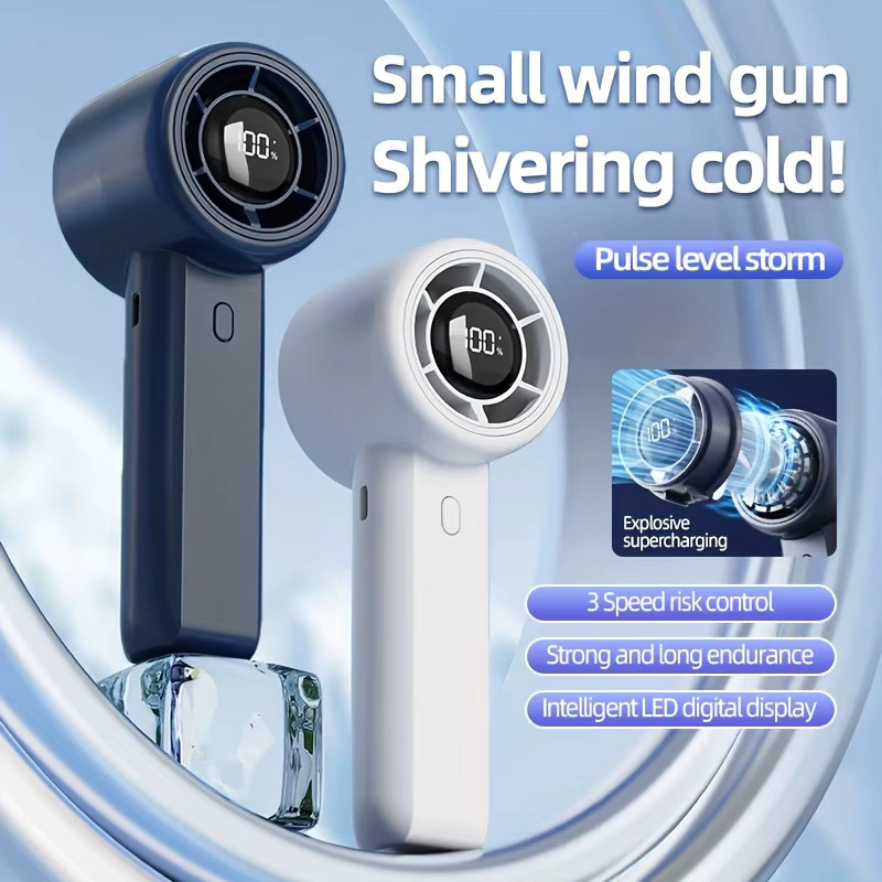 HAOYUNMA Mini Handheld Fan, Tragbarer Hochgeschwindigkeitsventilator mit 2000mAh Akku, USB-wiederaufladbar, Weiß - Bild 3