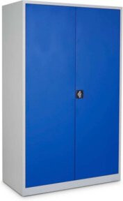 STIER Universalschrank aus Stahl mit 4 Fachböden und Flügeltüren in Lichtgrau und Enzianblau, H x B x T: 195 x 120 x 42 cm - Bild 1
