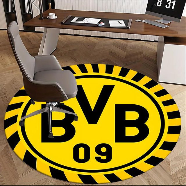 Runder BVB Dortmund Teppich von ZbrTwelve, gelb, Durchmesser: 150 cm, rutschfest und maschinenwaschbar - Bild 1