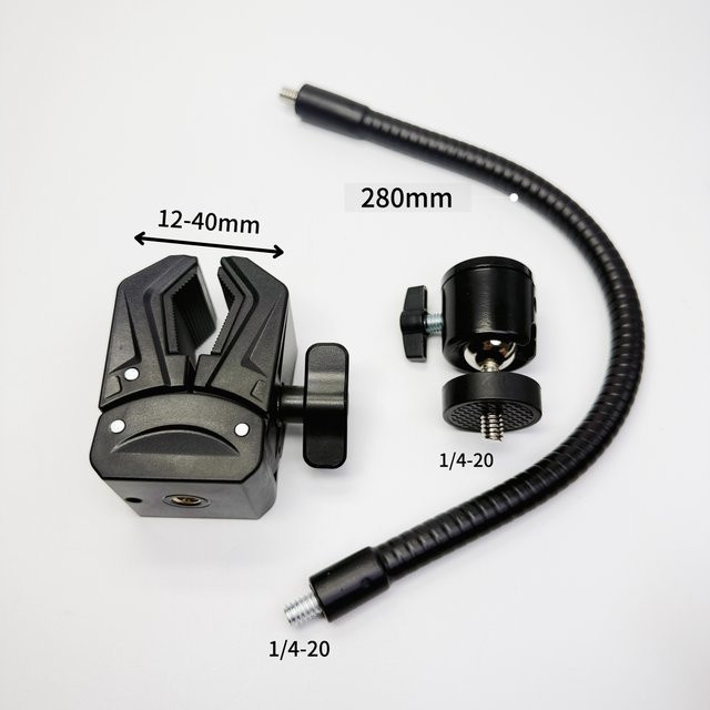 Universelle Outdoor-Kamera-Festhalterung mit 1/4 Zoll Anschluss und 360-Grad-Gimbal-Funktion für Rundrohr-Klemmung in Schwarz - Bild 1