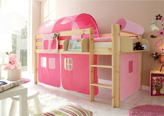 TiCAA Hochbett Malte für Kinder aus Kiefer Natur Classic in Braun - Bild 1