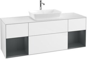 V&B Waschtischunterschrank Finion mit Wandbeleuchtung, Weiß lackiert, B: 160 cm, T: 50,1 cm, H: 50,1 cm - Bild 1