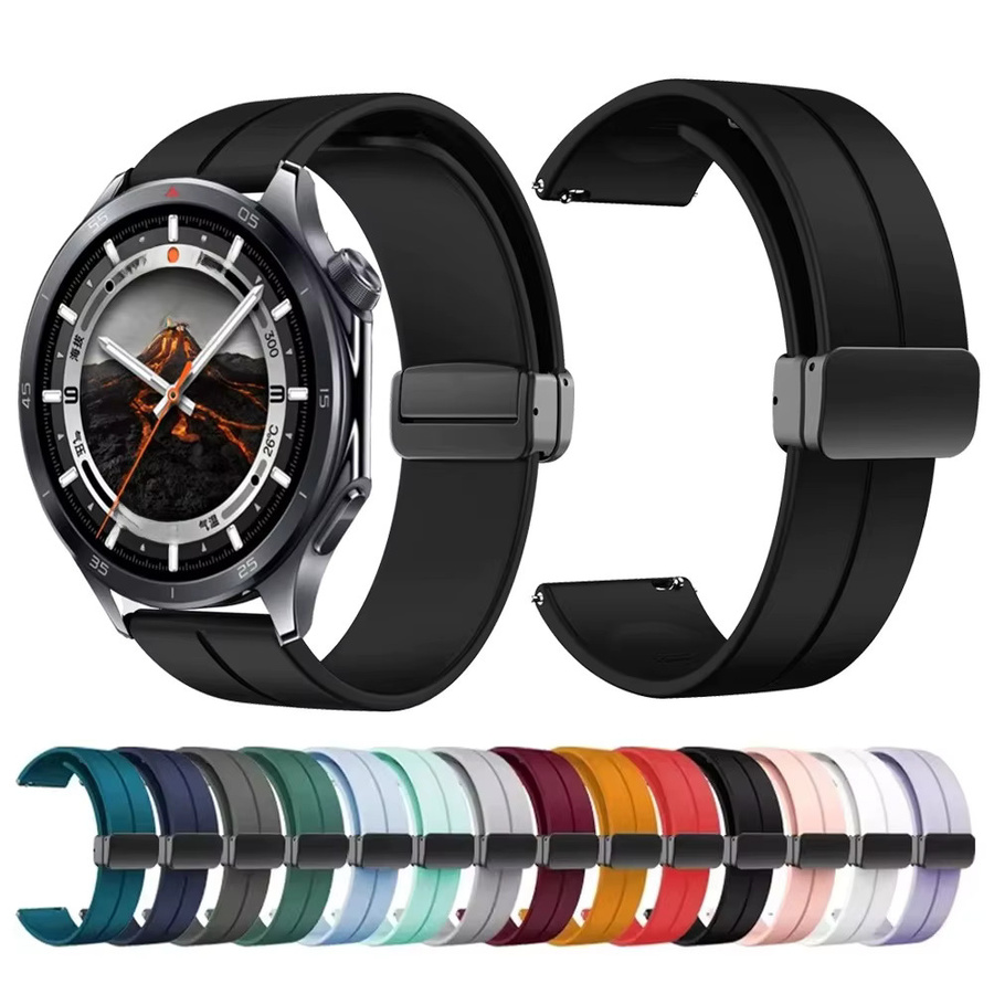 Uhrenarmband Silikon, Magnetische Schnalle, Schwarz, für Oppo One Plus 46mm - Bild 5