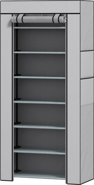 HOMCOM Schuhregal aus Stahl mit 7 Ebenen und Vliesstoff-Abdeckung in Grau, B/T/H: 60 x 30 x 126 cm - Bild 1