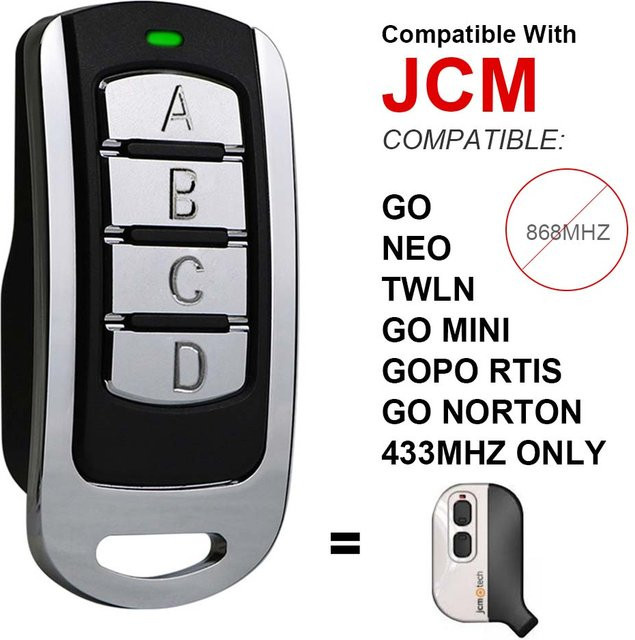 JCM Garage Türfernbedienung Rolling Code Replicator 433 MHz in Schwarz - Bild 1