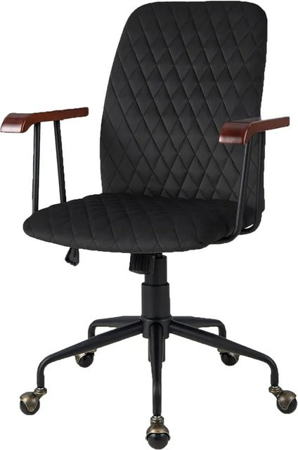 Costway Bürostuhl aus Samt in Schwarz, höhenverstellbarer Drehstuhl mit Armlehnen und Rollen für Home-Office und Büro, B/T/H: 60,5 x 60,5 x 12,5 cm (Sitzhöhe: 48,5 cm) - Bild 1