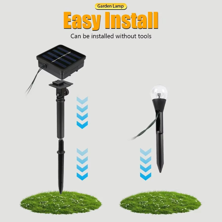 XIWANGFIRE Solar-Gartenleuchte mit 20 LEDs in Schwarz, Wasserdichte Dekorative Außenlampe mit warmweißem Feenlicht für den Garten, B/T/H: 21,7 x 10,7 x 21,7 cm - Bild 4