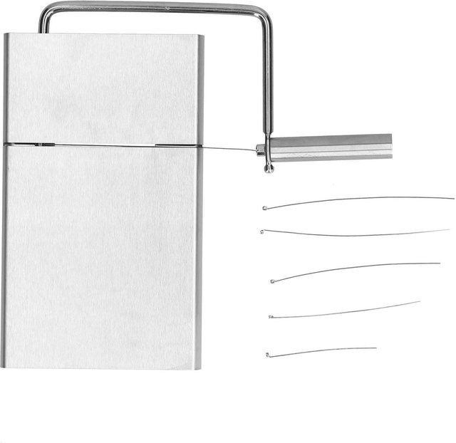 CosyHome Käseschneider aus Edelstahl mit Schneidedraht und rutschfester Basis in Weiß und Silber - Bild 1