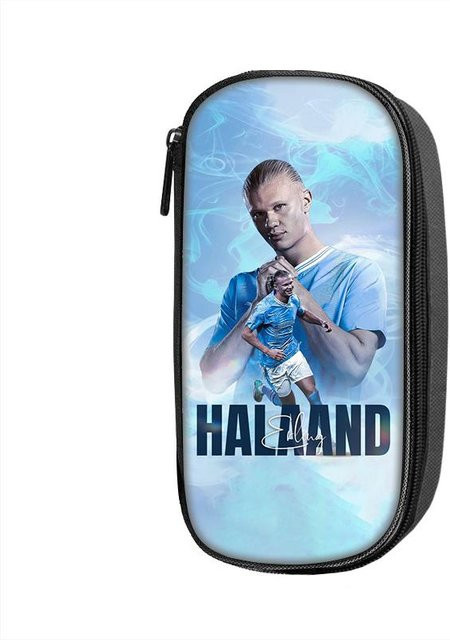 Fancy Style Studio Haaland Muster Federmäppchen in Blau mit großem Fassungsvermögen für Schüler und Sportfans - Bild 1