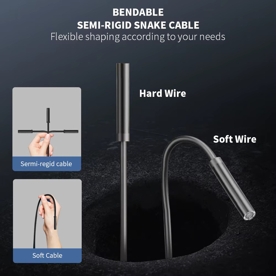 NATFIRE Endoskopkamera Typ C in Schwarz, 7,0 mm flexible Inspektionskamera mit 6 LEDs, IP67 wasserdicht, USB-C Anschluss für Android und PC - Bild 3