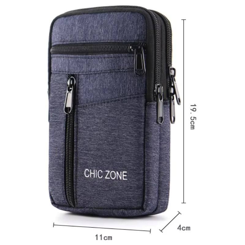 HAISSKY Gürteltasche für iPhone 13 14 15 16 17 Pro Max Plus mit Reißverschluss und Lanyard in Grau - Bild 5