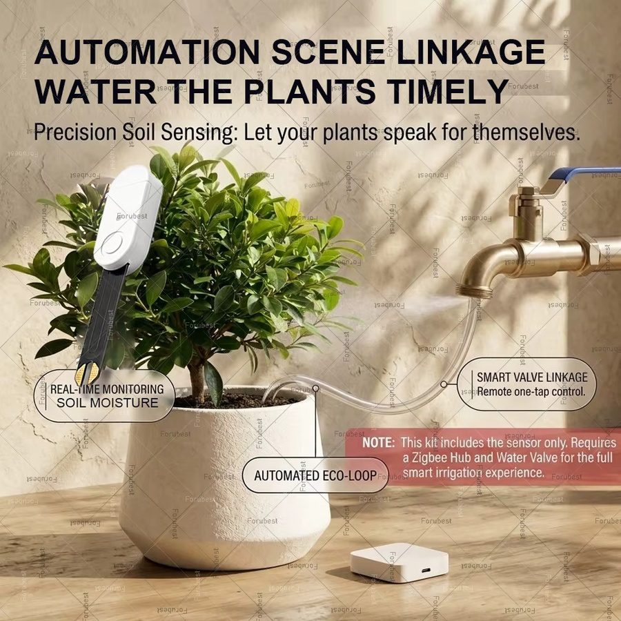 Forubest Zigbee Pflanzenboden-Sensor zur Messung von Bodenfeuchtigkeit, Lichtstärke, Fruchtbarkeit, Luftfeuchtigkeit und Temperatur in Weiß für Tuya Home Assistant Z2M - Bild 5