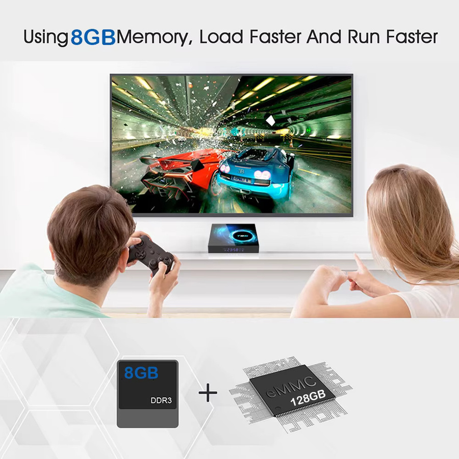 T95 Android Smart TV Box Media Streamer mit Allwinner H616, 4GB RAM, 128GB ROM und Dual WLAN 5G in Schwarz - Bild 3