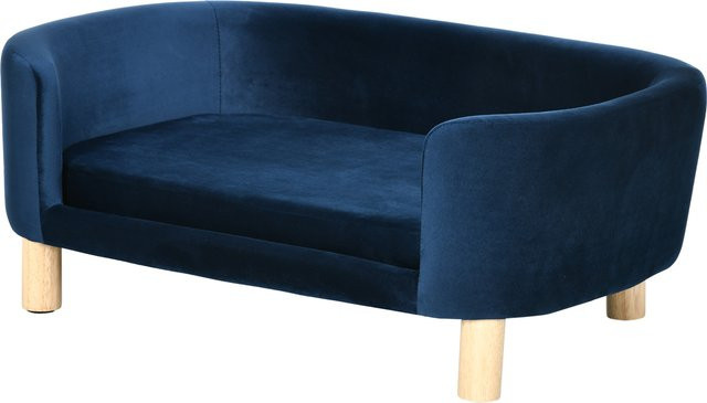 Aosom PawHut Hundesofa aus Samt mit Rückenlehne und Holzbeinen, Blau, B/T/H: 86 x 55 x 33 cm - Bild 1