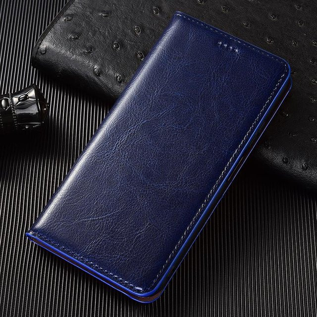 Crazy Horse Echtlederhülle für Xiaomi Mi 8 9 10 10S 10T 11 11T 12 12T 13 13T 14 15 15S Pro Lite Ultra Flip Cover in Blau - Bild 1